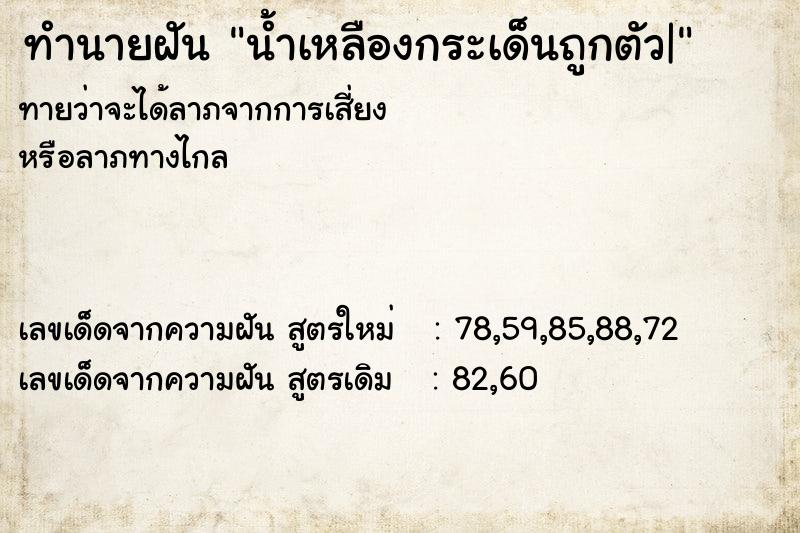 ทำนายฝันทำนายฝันน้ำเหลืองกระเด็นถูกตัว|